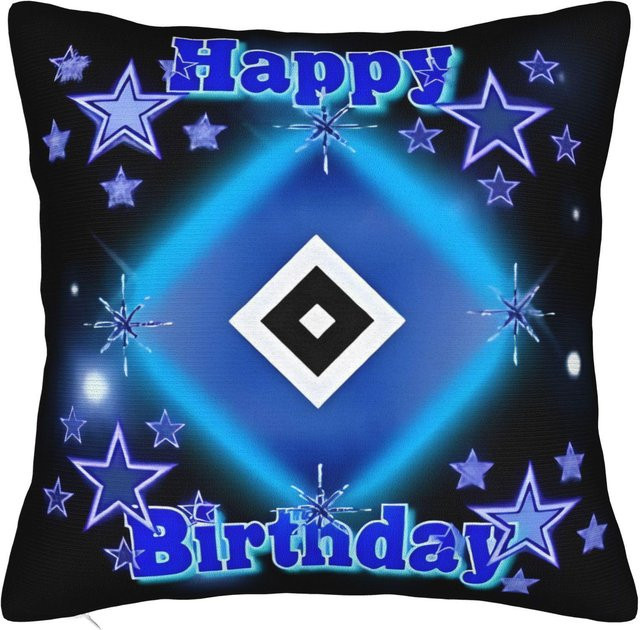 JMG Clothing Quadratischer Kissenbezug HSV Hamburger Sportverein Blau aus Polyester B/H: 45 x 45 cm - Bild 1