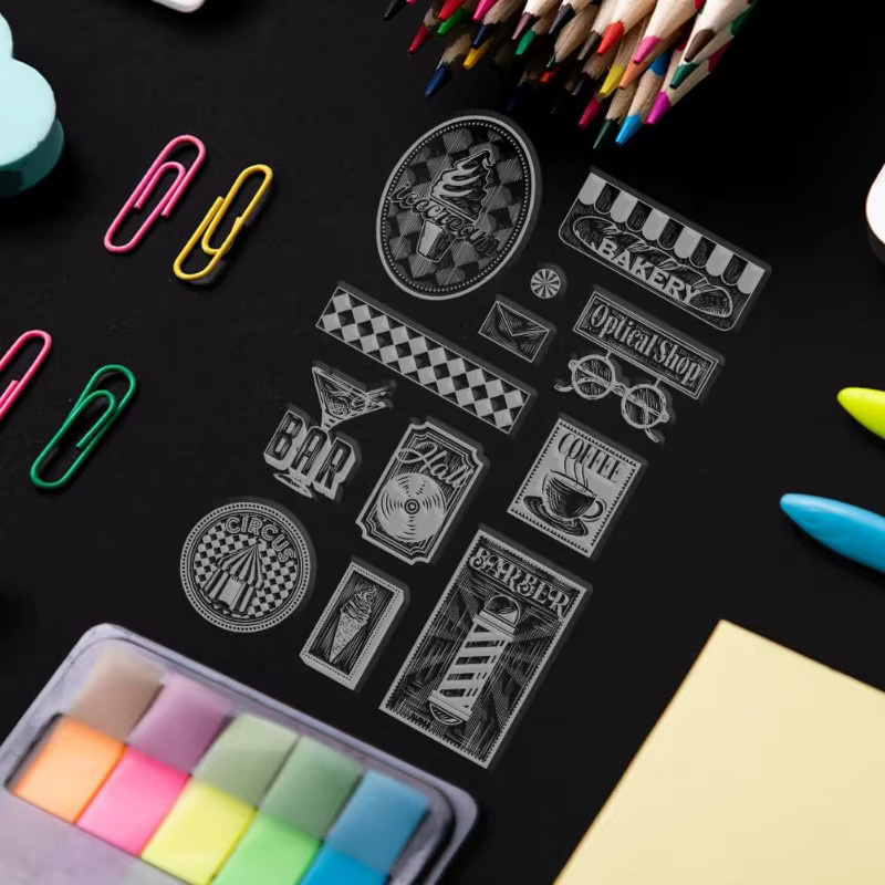 Transparenter Retro Motiv Stempel aus Silikon für deine DIY-Projekte, Farbe: Transparent - Bild 3