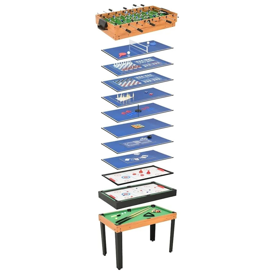 vidaXL 15-in-1 Multigame-Tisch in Ahorn mit MDF-Elementen, Farbe: Braun/Schwarz, B/T/H: 121 x 61 x 82 cm - Bild 2