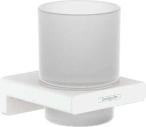 Hansgrohe Zahnputzbecher AddStoris mit Glas zur Wandmontage in Mattweiß - Bild 1