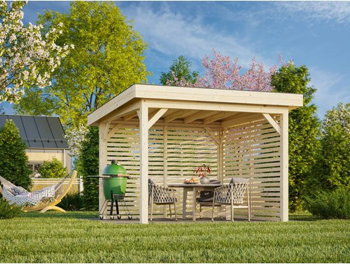 Palmako Pavillon Lenna Set 302 aus Fichtenholz in Braun mit Pultdach, B/T/H: 300 x 300 x 245 cm - Bild 2
