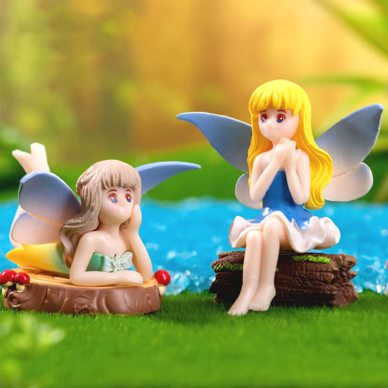 4er-Set Blumenfee Elfenfiguren von MOVING FOREST als bunte Miniaturfiguren aus PVC für deine Garten-Mikrolandschaft und Topfdekoration - Bild 3
