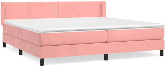 vidaXL Boxspringbett mit Matratze in Rosa, Hybrid-Design mit Taschenfederkern und Samtbezug, B/T/H: 200 x 200 x 78 cm - Bild 1