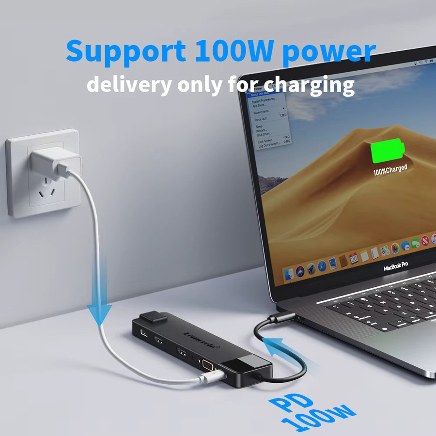 Lemorele TC100 13-Port USB-Hub 3.0 mit USB-C, HDMI 4K, RJ45 Gigabit Ethernet sowie SD und TF Kartenleser für Laptop und MacBook - Bild 4