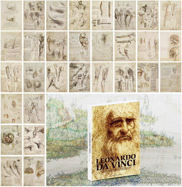 nbyinto 30-teiliges Leonardo da Vinci Postkarten-Set mit Skizzen und Manuskripten in Mehrfarbig - Bild 1