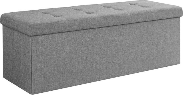 Songmics Sitzbank mit Stauraum und gestepptem Design in Grau, B/T/H: 110 x 38 x 38 cm - Bild 1