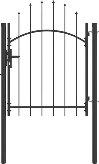 vidaXL Gartentor aus Stahl mit Schloss in Grau, Höhe: 150 cm, Breite: 100 cm - Bild 1