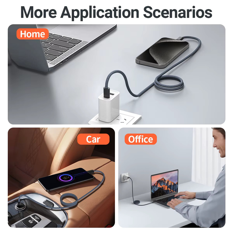 Gopala USB C zu USB C Kabel mit 100 W PD 3.1 Schnellladefunktion, magnetisch, blau, geflochtenes Nylon - Bild 3