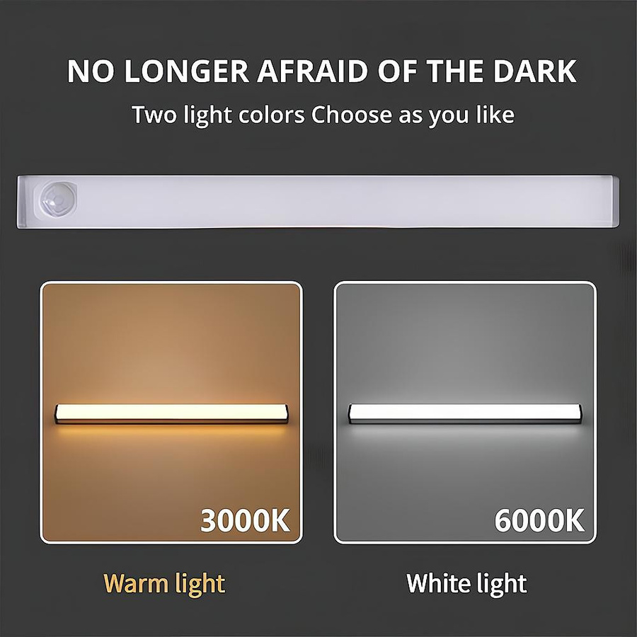 NATAWA LED Nachtlicht mit Bewegungssensor, kabellose USB-wiederaufladbare Lampe, magnetisch, Weiß, Länge: 20 cm - Bild 6