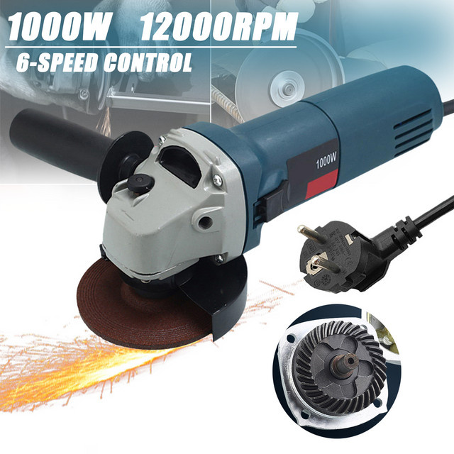 TKKEACE 6-Gang-Winkelschleifer mit 1000W Leistung, 125mm Durchmesser, 12000 U/min, blau - Bild 1