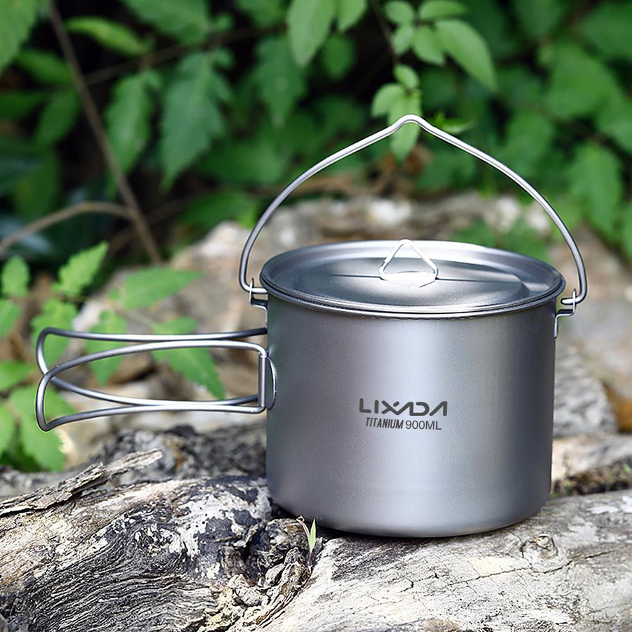 Lixada Titan-Campingtopf mit klappbarem Göffel für Outdoor und Wandern, 750 ml - Bild 4