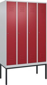 C+P Spind Classic PLUS Garderobenschrank mit 4 Abteilen, Stahlgestell mit Zylinderschloss und 3 Garderobenhaken, H x B x T: 212 x 120 x 50 cm - Bild 1