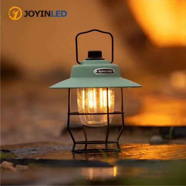 JOYINLED Vintage LED Campinglampe Batteriebetrieben mit Haken für Notfälle und Zeltbeleuchtung, Warmweiß - Bild 1