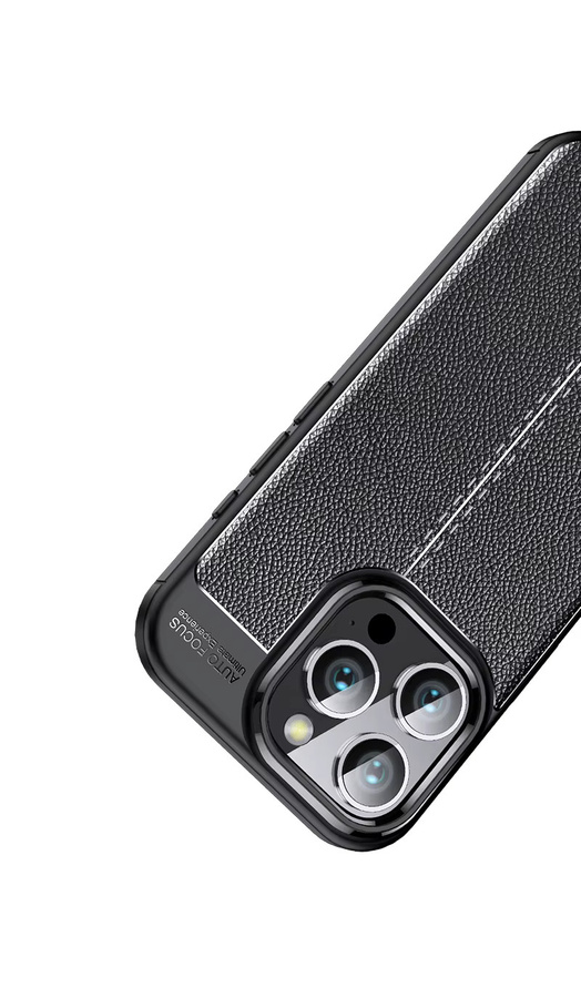 Apple iPhone 15 Schutzhülle aus weichem TPU und Leder in Schwarz - Bild 3