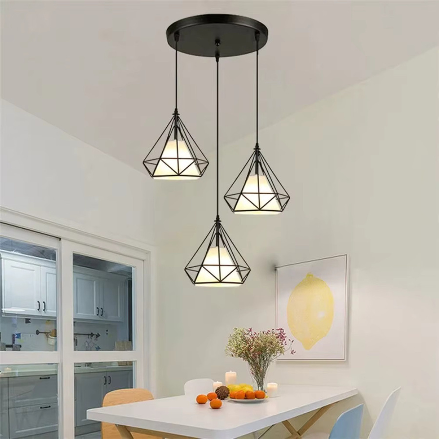 COOINJOY Pendelleuchte Modern Vintage aus Metall in Schwarz mit 3 E27 Fassungen - Bild 2