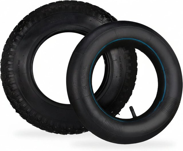 Relaxdays Sackkarrenreifen Set aus Gummi in Schwarz mit Schlauch, Durchmesser: 36,5 cm, Breite: 7,5 cm - Bild 1