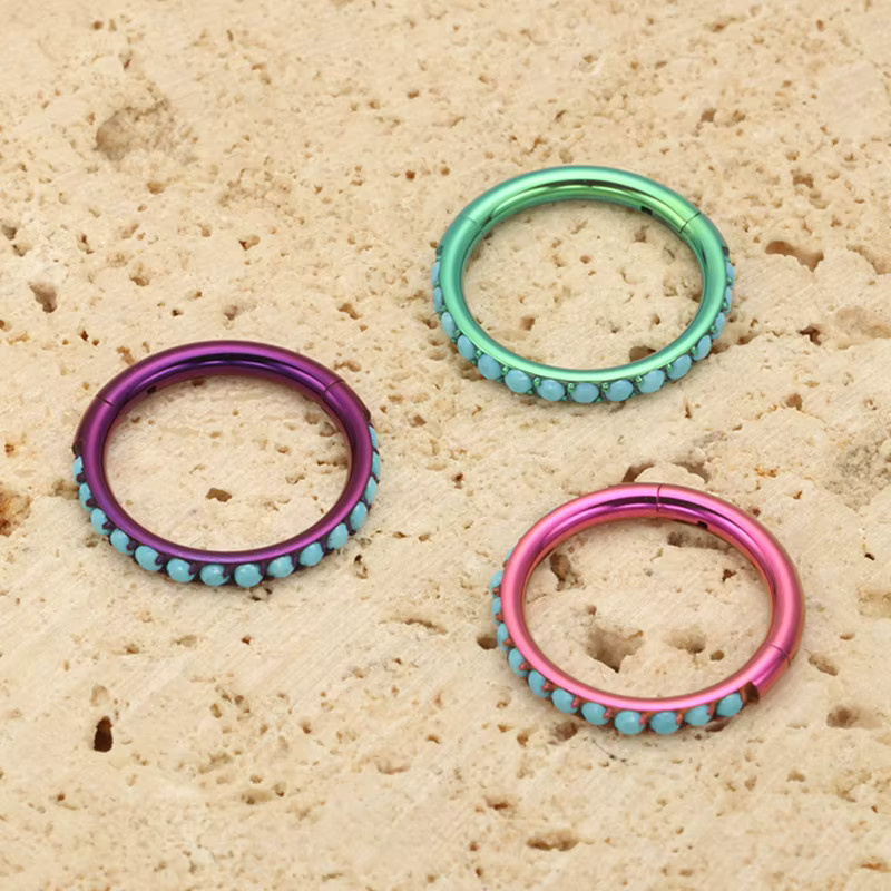 ZOORBODY JEWELRY Scharniersegment Ring, Titan, Türkis, Unisex - Bild 2