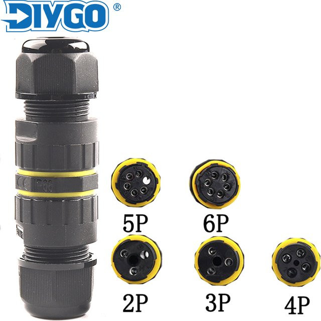 DIY GO IP68 M20 Wasserdichter Kabelstecker aus schwarzem Nylon PA66 mit Schraubverdrahtungsklemmen als Drahtverbinder für elektrische Lichtanschlusskästen - Bild 1