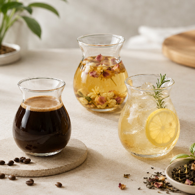 6er Set transparente Borosilikatglas Vasen und Kerzengläser mit 220 ml Volumen, Höhe: 8,2 cm - Bild 1