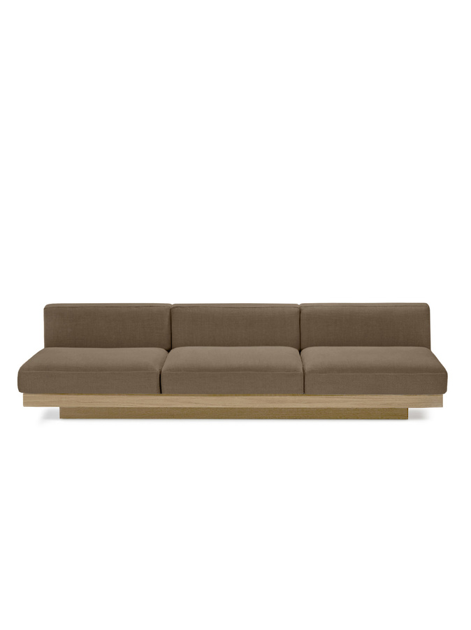 Serax Rudolph Teak Outdoor 3-Sitzer Sofa mit beigefarbenen Polstern und Armlehnen - Bild 2