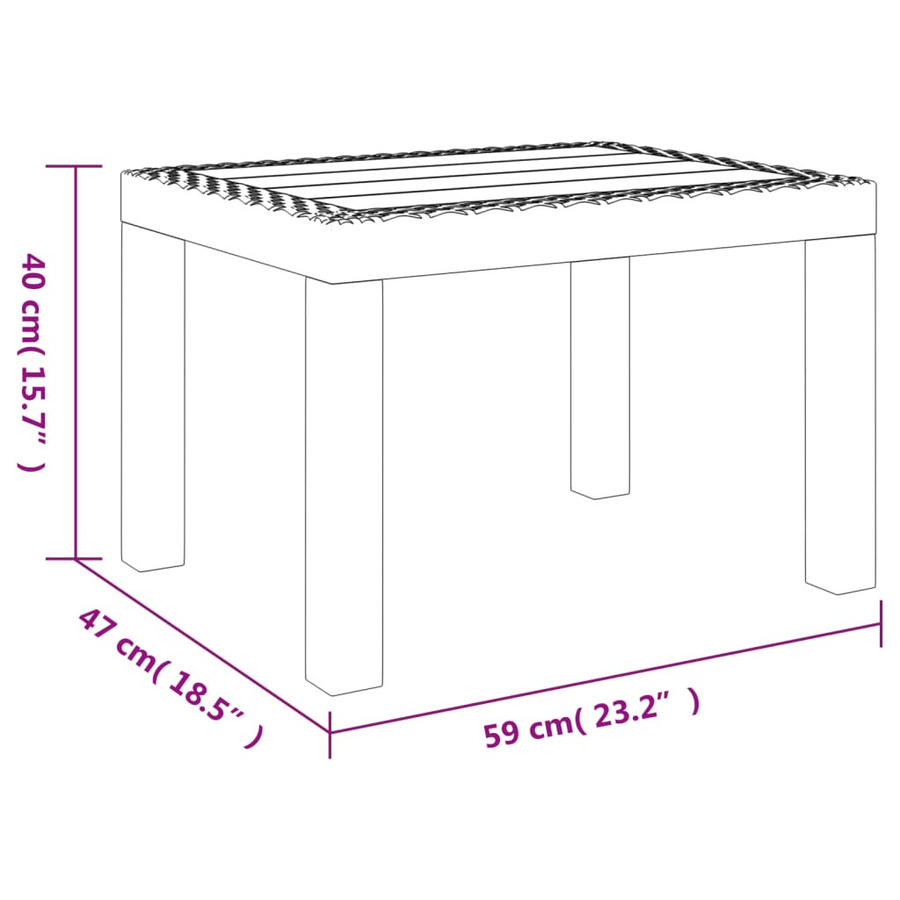 vidaXL Gartentisch aus Polypropylen in Anthrazit, B/T/H: 59 x 47 x 40 cm - Bild 5