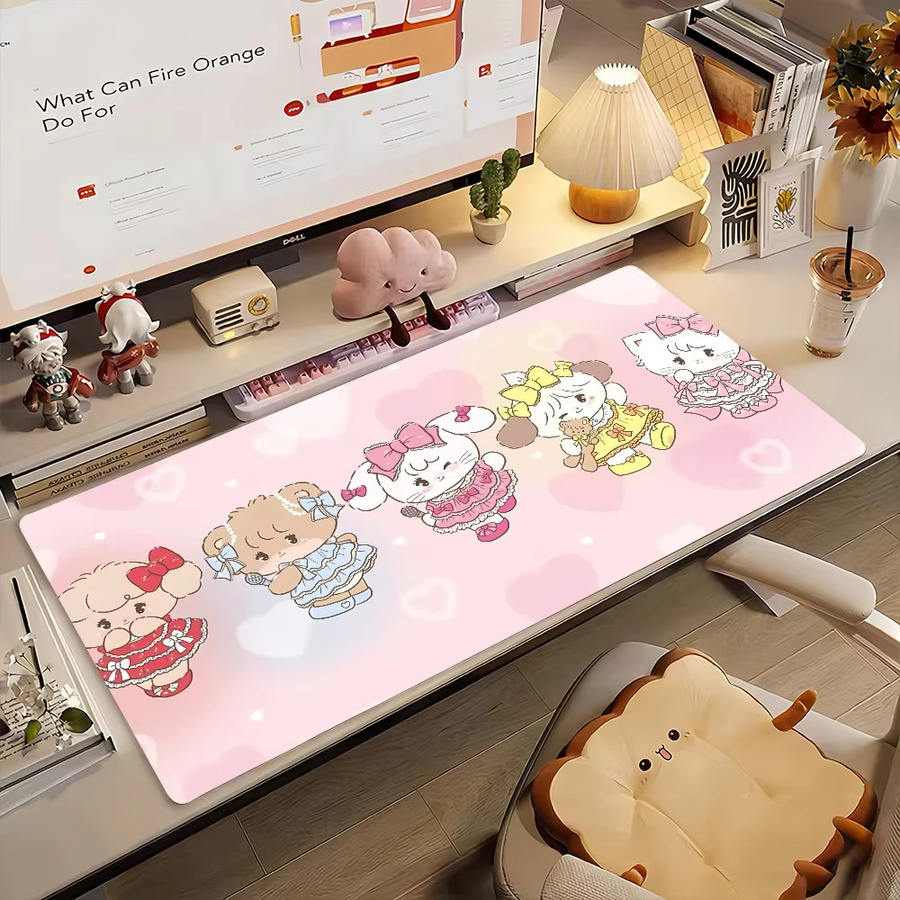 M-Mikko Katzen Mauspad in Pink, rutschfeste Schreibtischunterlage aus Gummi für PC und Laptop, Gamer-Dekoration - Bild 2