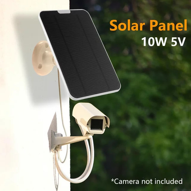 Solarpanel Solar-Ladegerät 10 W 5 V mit Micro-USB-Anschluss in Schwarz für Arlo und Eufy Security Wireless Doorbell - Bild 1
