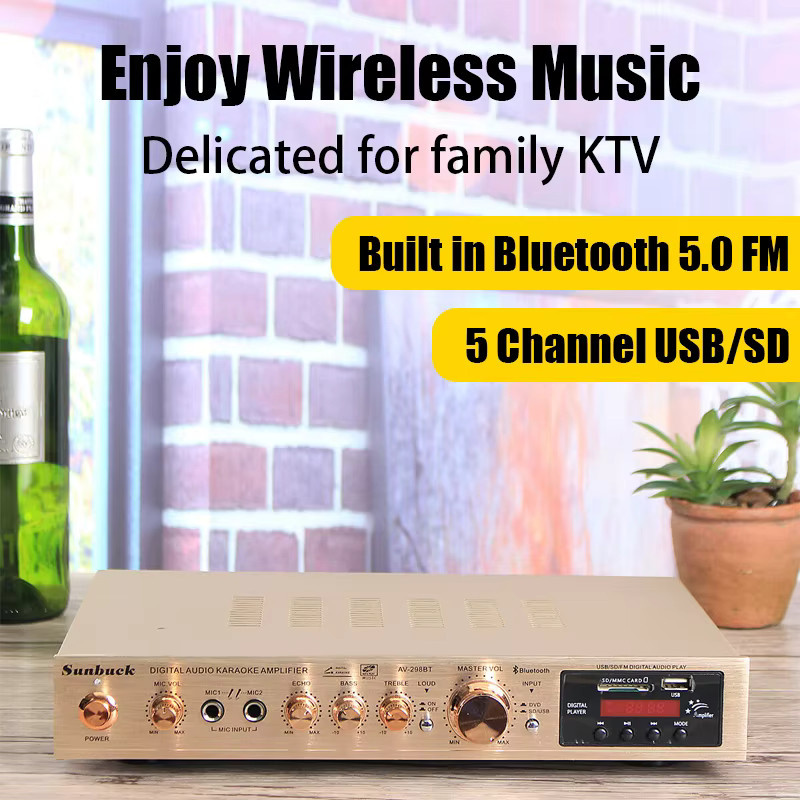SUNBUCK AV-628/298BT Soundverstärker mit Bluetooth 5.0, FM und USB in Gold - Bild 2