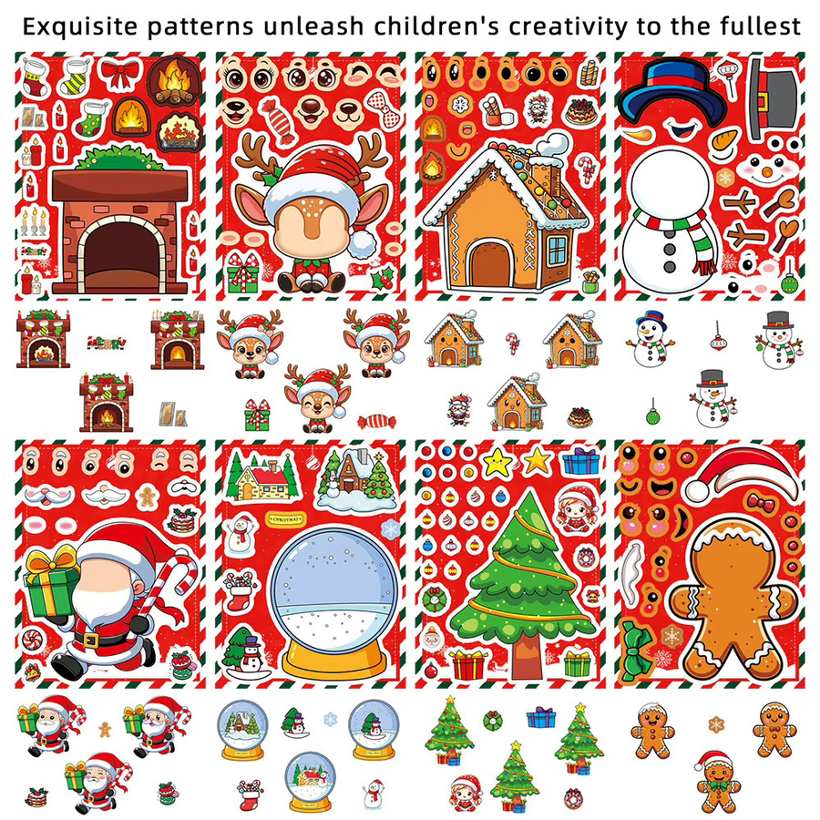 Rspctou Frohe Weihnachten Make a Face Puzzle, Aufkleber, Bunt - Bild 2