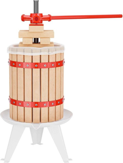 Wiltec Obstpresse mit 6 l Fassungsvermögen für Apfel, Wein und Maische in Braun-rot - Bild 1