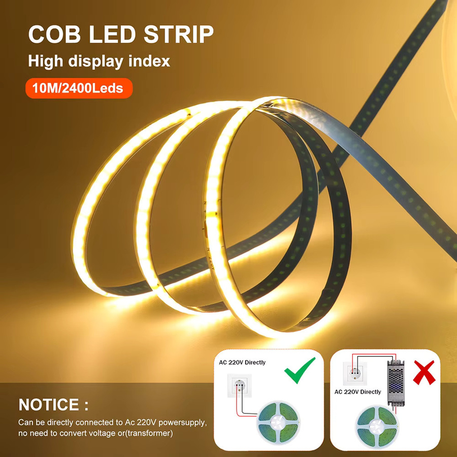 KISUFU COB-LED-Streifen mit 240 LEDs, superhelle lineare Beleuchtung, 220 V, RGB (Blau und Rot) - Bild 3