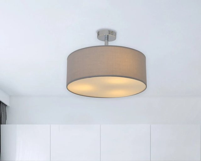 Näve Deckenleuchte New York in Grau aus Metall und Textil mit E27 Fassung, Durchmesser: 40 cm - Bild 1