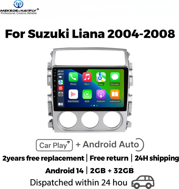 MEKEDE & NAVIFLY Android 14 Autoradio für Suzuki Liana 2004-2008 mit 9 Zoll Display und Carplay in Schwarz - Bild 1