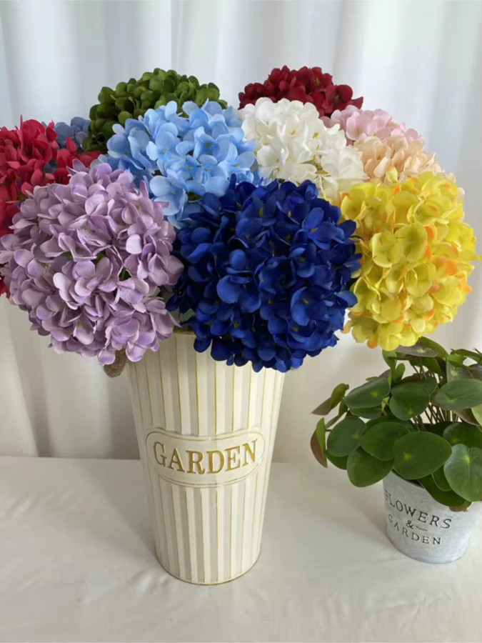 Uflower Künstlicher Hortensien-Blumenstrauß aus Seide in Blau, Höhe: 58 cm - Bild 2