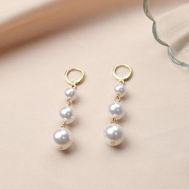 Ohrringe mit Perle, Kristall, Blume, Stern, Quaste, beige, Damen - Bild 1