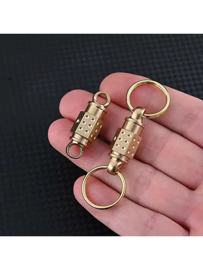 JIANLAI Universalgelenk Schlüsselanhänger aus Messing in Gold mit Doppelring und Schnellverschluss - Bild 4