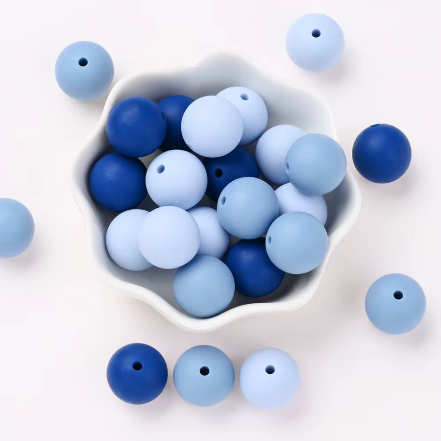 60 Stück farbige Silikonperlen in Lebensmittelqualität für DIY Babyspielzeug, Schnullerclips und Halsketten, Mehrfarbig - Bild 2