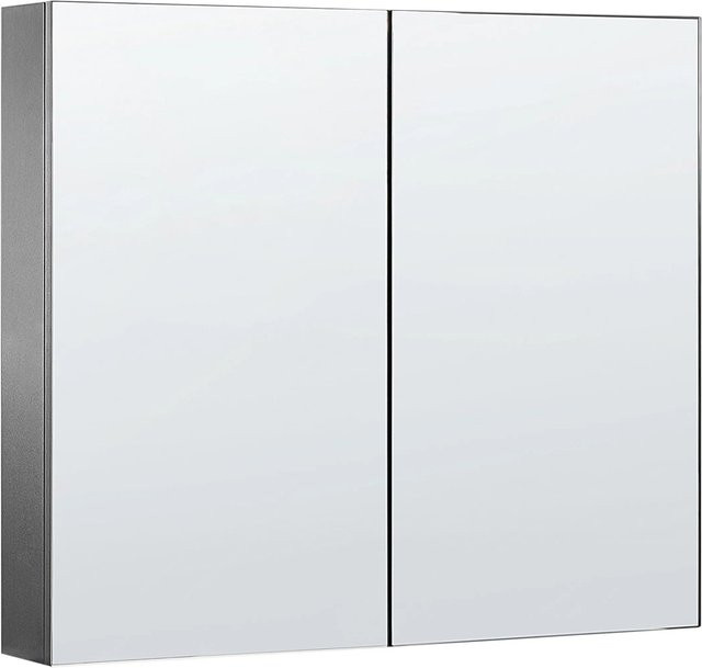 Beliani Bad-Spiegelschrank NAVARRA in Schwarz und Silber mit Soft-Close-Türen, B/H/T: 80 x 70 x 14 cm - Bild 1