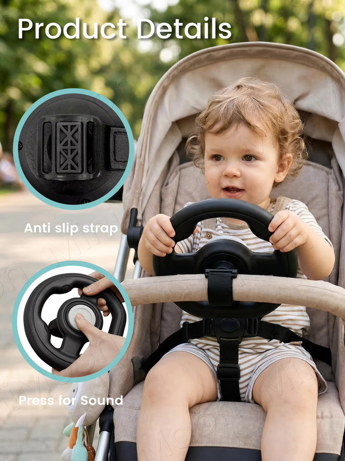 momo&dudu Universelles Spiel-Lenkrad für Kinderwagen und Buggys, 1-teiliges Set - Bild 5