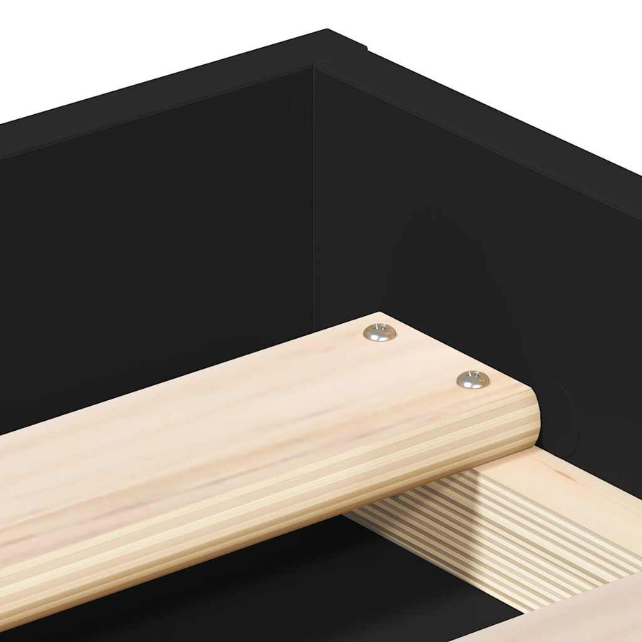 vidaXL Bettgestell modern aus massivem Kiefernholz, Schwarz, B: 180 cm, T: 200 cm - Bild 4