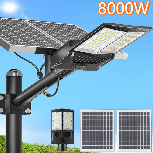 YQCHEZI Solar-Flutlicht aus Aluminium mit Bewegungssensor und Dämmerungssensor, 50000 lm Außenbeleuchtung für Garten und Straße, Schwarz - Bild 1