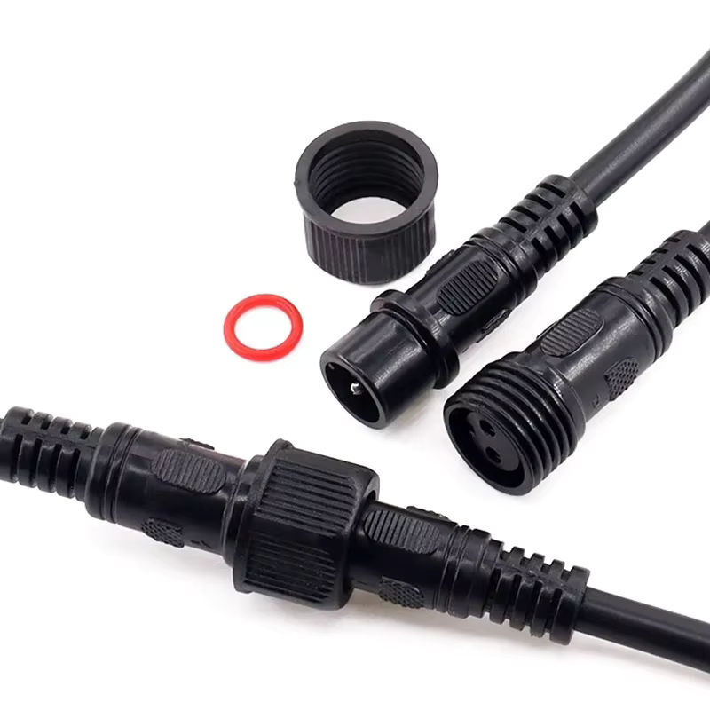 Wasserdichter M16 Kabelstecker IP65 Set mit 2 3 4 oder 5 Pin für LED-Streifen männlich und weiblich in Schwarz, Länge: 20 cm, Außendurchmesser: 6 mm - Bild 4