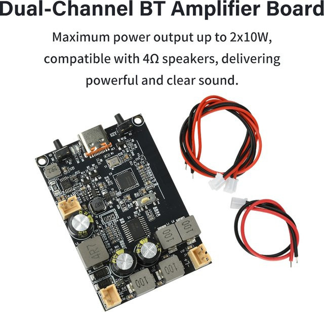diymore TWS Bluetooth-Verstärkermodul 2*10W Dual-Channel mit Bass-Verstärkungs-Algorithmus und USB-C Anschluss, Schwarz - Bild 1