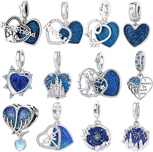 MISEFF Charm, blauer Herzanhänger, 925 Silber, Zirkonia, Unisex - Bild 1
