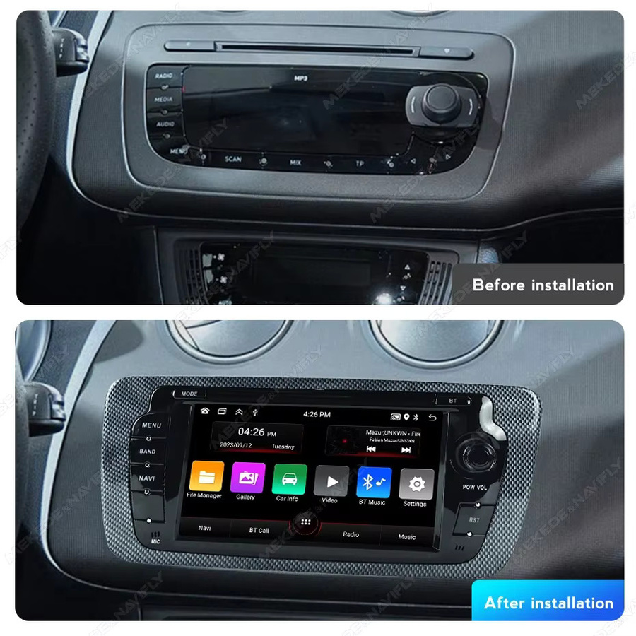 STRONGNAVI Multimedia Autoradio mit 7 Zoll Display für Seat Ibiza 2009-2013, CarPlay, Android Auto, GPS, WIFI und FM Radio in Schwarz - Bild 2