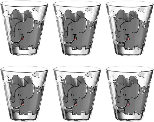 Leonardo Kinderbecher Bambini Tumbler aus Glas, 6er Set, Multicolor, 215 ml - Bild 1