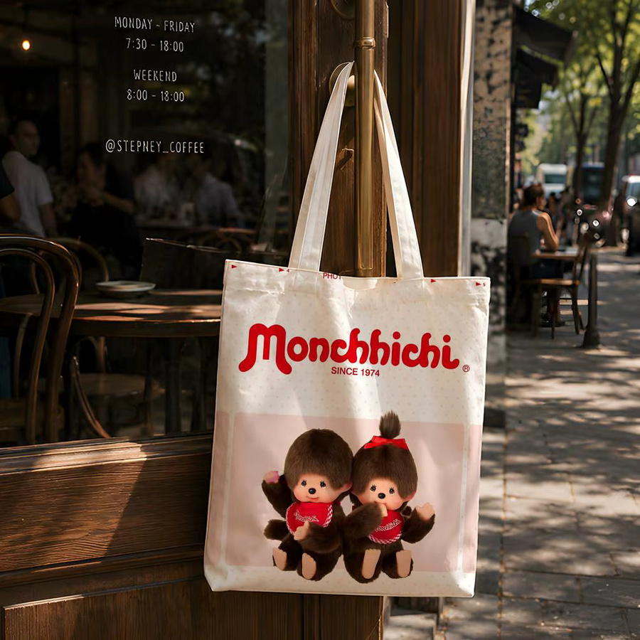 Monchhichi Canvas Tragetasche in Weiß für Schule und Alltag - Bild 4