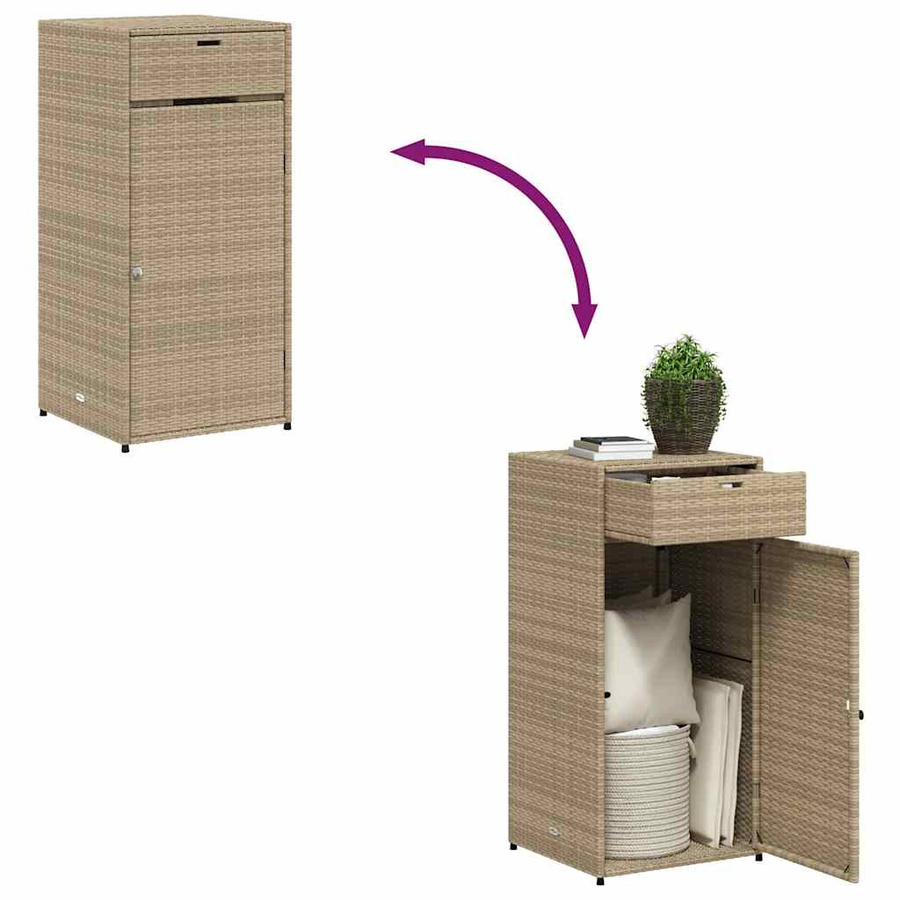 Garten Aufbewahrungsschrank VD Home Furnishing aus Poly Rattan in Beige, B/T/H: 55 x 55 x 111 cm - Bild 2