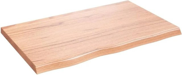 vidaXL Tischplatte aus Massivholz Eiche in Hellbraun B/T/H: 80 x 50 x 2-4 cm - Bild 1