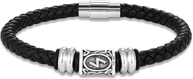 YULIN Armband, Lederarmband, Edelstahl, Schwarz, Unisex, 19cm - Bild 1